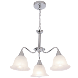 3lt Chrome Alab Glass Chandelier