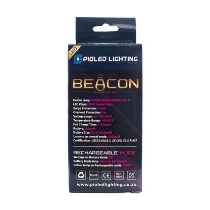 Beacon 6W 3 in 1 Rechargeable Bulb