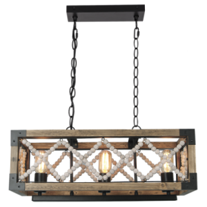 Metal & Wood Bead Pendant Matt Black Pen820