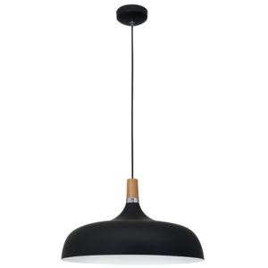 Metal Pendant With Wood Accent Pen912 Black