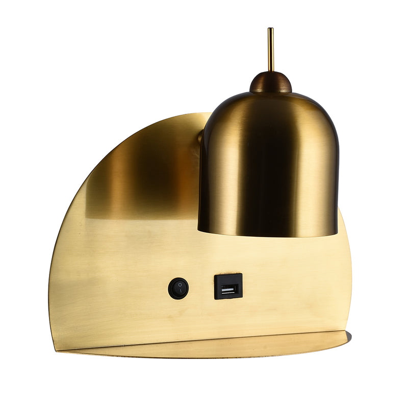 USB Wall Light 260mm Gold