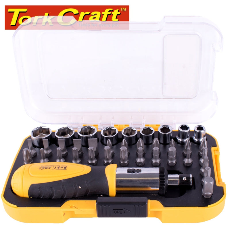 TorkCraft Ratchet Screwdriver with 37pc Bit Set